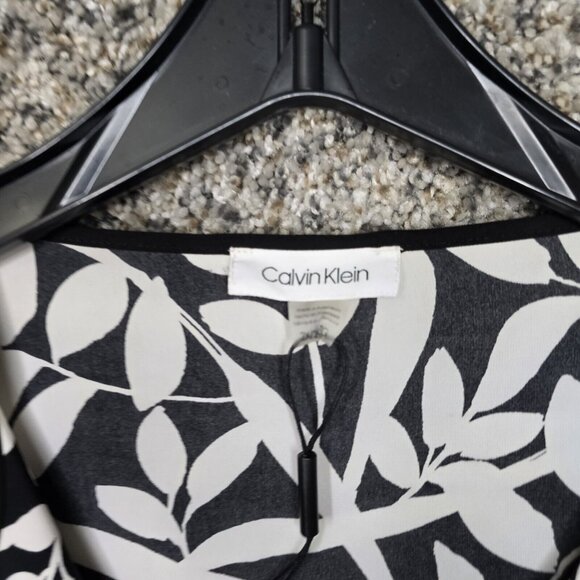 Calvin Klein Top Womens Plus 2X Black Satin Floral Print Collared‎ Casual Ladies - Picture 5 of 6